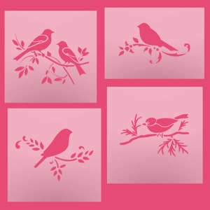 Naturinspirierte Vogel-auf-Zweig-Schablone - Wiederverwendbare Schablone