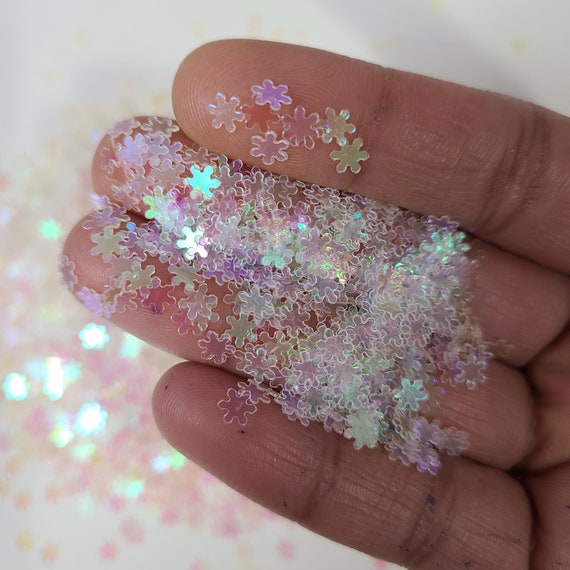 Iridescent AB Clear Snowflake Glitter, Christmas Glitter, Nail Art Glitter,  Craft Supplies