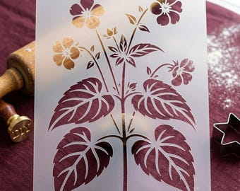 Baledona Plant Stencil for Painting, Botanical Floral Craft Template, Reusable Mylar Stencils for Furniture, Wall Art, DIY Home Decor