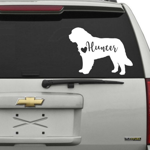 Saint Bernard Decal - Custom Decal - Saint Bernard - Personalized Dog Decal with Name and Heart - Personalized Vinyl Decal - Pet Decal