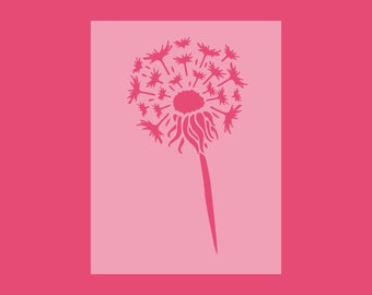 Pochoir pissenlit : fleurs sauvages, pochoir artisanal en mylar