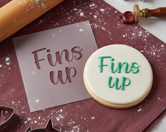 Fins Up Stencil for Cookie Decorating, Tropical Beach Cake Stencil, 10mil Mylar Reusable Stencil for Fondant & Royal Icing, DIYStencil