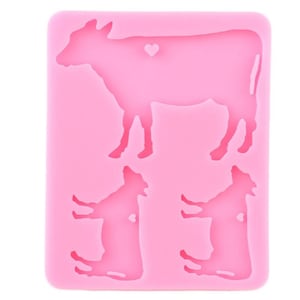 RESINMOLD Cow Family Keychain Mold, Cow Shape Silicone Mold, Cow Mold, Cow Resin Mold, Cow Mould, Cow Chocolate Mold, Cow cake Mold