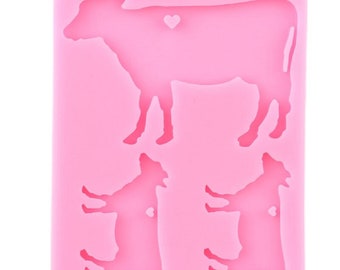 RESINMOLD Cow Family Keychain Mold, Cow Shape Silicone Mold, Cow Mold, Cow Resin Mold, Cow Mould, Cow Chocolate Mold, Cow cake Mold