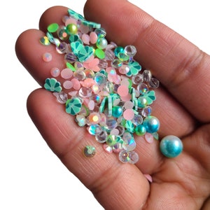 Mix Assorted Rhinestone, Resin Caviar Pearl,NON EDIBLE  Polymer Clay Fake Sprinkles, Decoden