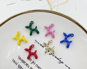 Colorful Metal Balloon Dog Charms: Jewelry Making Supplies
