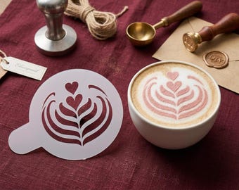 Heart Coffee Stencil Latte Art Template Reusable Mylar Craft Tool for DIY Decorating Cappuccino Hearts Holiday Seasonal Crafting