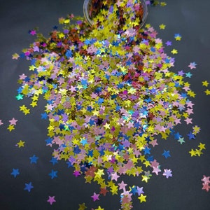 Multicolor Iridescent Shift Star Glitter, Kawaii Deco Glitter, Multi Color Star Shape Glitter