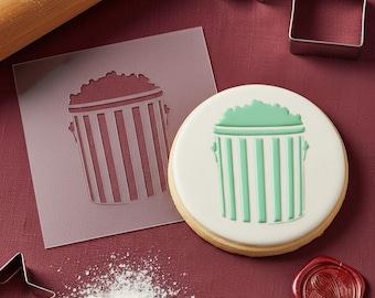 Popcorn Stencil for Cookies - Movie Night Theme Decor - Reusable 10mil Mylar Stencil for Royal Icing and Fondant Art by DIYStencil