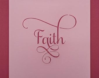 Herbruikbare schriftstencil Faith – elegante belettering voor houten borden, knutselen, doe-het-zelfdecoratie
