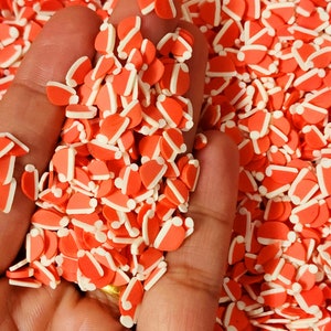 Santas Hat, Christmas Hat Fake Polymer Clay Slice Sprinkles, Non Edible, Santa&#39;s Stocking Cap,Holiday Saint Nick Christmas Nail Art Slices