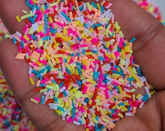 Rainbow Sprinkles Polymer Clay Confetti Sprinkles, NON EDIBLE Craft Supplies, Fake Sprinkles, Decoden Fimo Fake Kawaii Sprinkle Mix