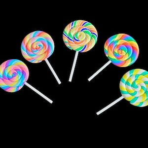 One Large Rainbow Spiral Polymer Clay Lollipop, Lollopop,NON EDIBLE Craft Supplies, Jewelry Making, Decoden ( one qty)