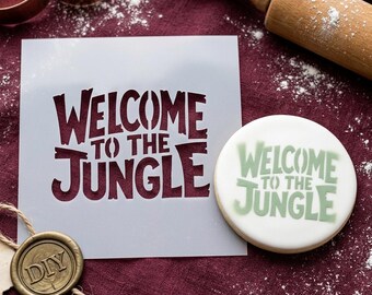 Welcome to the Jungle Stencil - Tropical Safari Adventure Sign Template for DIY Painting - Reusable Mylar Stencil for Wood and Canvas Decor
