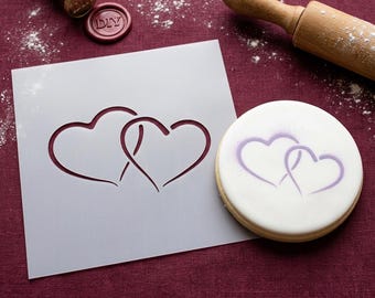 Double Heart Stencil for Painting Love Reusable Mylar Template Valentine Day Wedding DIY Crafts Holiday Seasonal Card Making Wall Decor