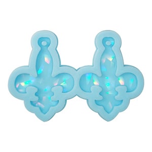 Holographic Fleur de lis Earring Mold, Fleur de lis Earring Silicone Mold