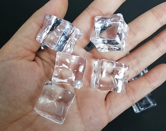 5 pezzi di CUBETTI DI GHIACCIO in vetro TRASPARENTE da 24 mm, Cabochon, Cubetti di ghiaccio trasparenti da 8 mm, Decorazioni per feste artigianali, Forniture artigianali