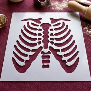 Rib Cage Stencil for Halloween Crafts Skeleton Bones Template Reusable Mylar Stencil for Gothic Art and Seasonal DIY Projects