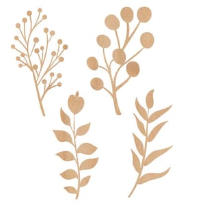 Set di 4 stencil in legno per pasta madre - Set di stencil per la cottura del pane - Foglie botaniche / Stencil in legno riutilizzabile per la cottura, l&#39;artigianato, i progetti fai da te