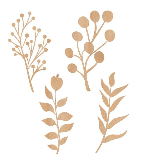 Set of 4 Wooden Sourdough Stencils - Bread Baking Stencil Set - Botanical Leaves | Reusable Wood Stencil for Baking, Crafts, DIY Projects