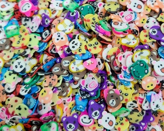 Wild Faces Clay Slices, Mix Animal Face Polymer Clay Slices,NON EDIBLE  Mix Animal Slices, Animalistic Clay Mix, Craft Supplies