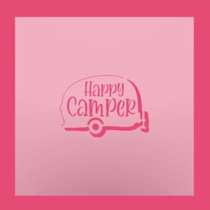 Återanvändbar campingkakschablon - Airbrush- och gör-det-själv-vänlig - Happy Camper Design - Perfekt för utomhustema-godis!