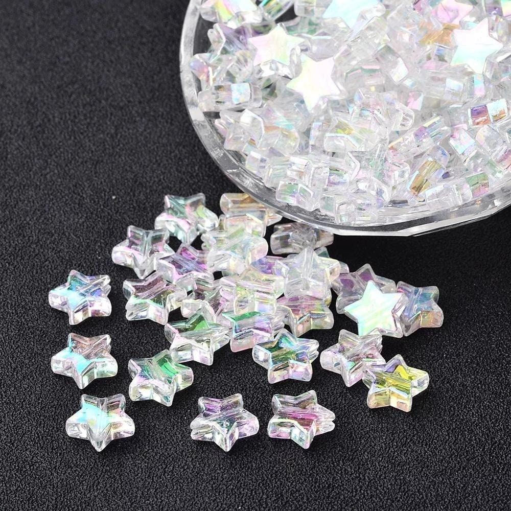 Flat Backed Iridescent Beads Spacers. Acrylic 20 Pieces per 