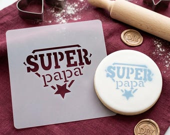 Super Papa Stencil for Father's Day Crafts, Superhero Dad Reusable Mylar Template for DIY Gifts, Custom Papa Painting Stencil Template