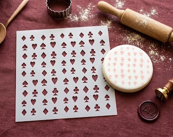 Poker Suits Stencil for DIY Crafts Casino Night Decorations Reusable Mylar Pattern Heart Diamond Club Spade Designs for Cards and Art