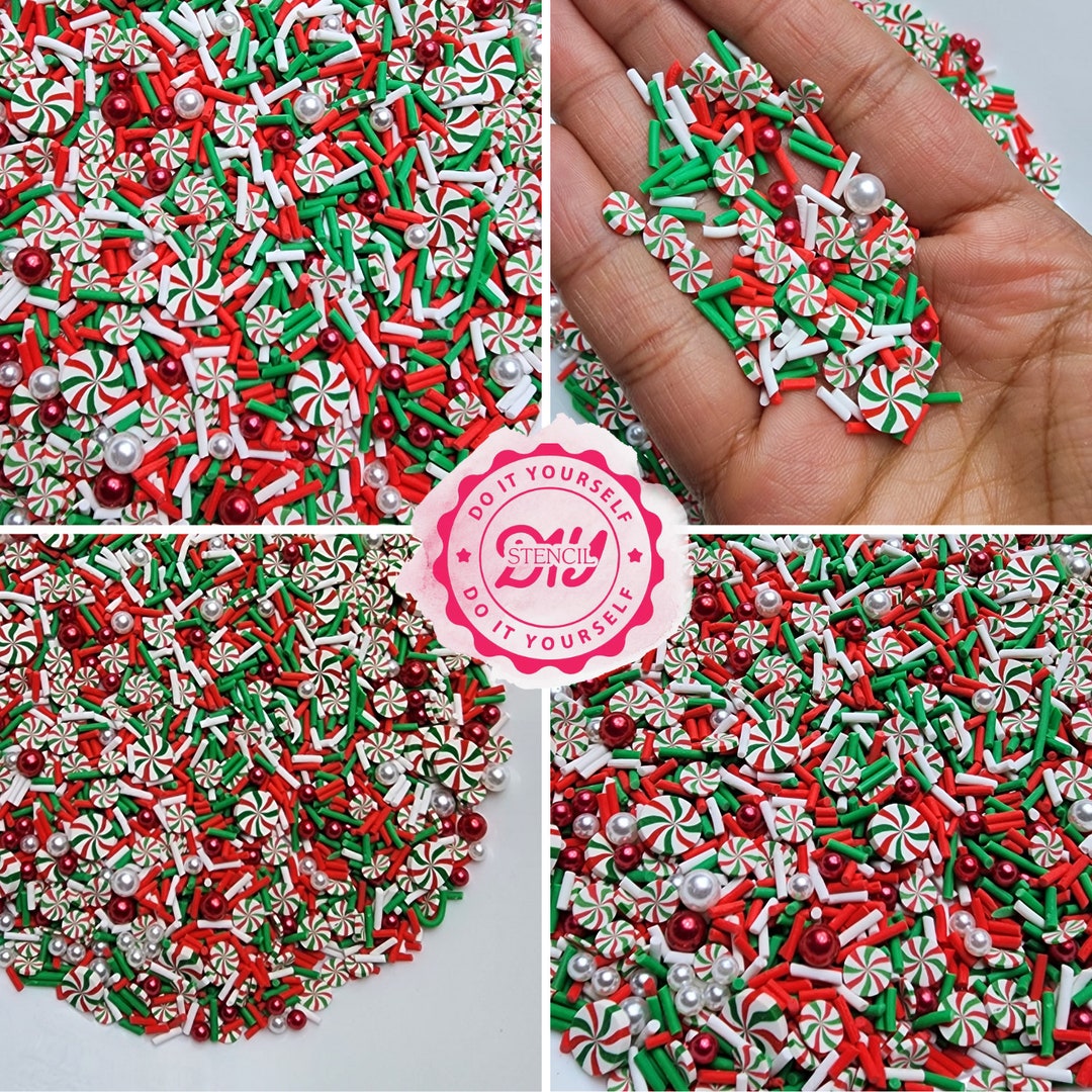 Christmas Peppermint Sprinkle Mix, Craft Supplies, Red and Green ...
