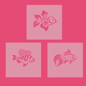 Conjunto de estênceis de peixe para artesanato faça você mesmo - Conjunto de 3 - Ocean Vibes - Conjunto de estênceis de peixe para projetos e artesanato faça você mesmo