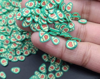 Small Avocado Polymer Clay Sprinkles With Kawaii Faces, Craft Supplies,  NON EDIBLE Fimo