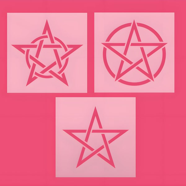 Pentagram Stencil, Witchcraft Art,  set if 3, Sacred Geometry Template, Craft Supplies