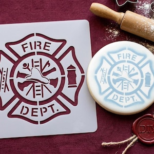 Fire Department Stencil Fireman Maltese Cross Badge Template for Painting Firefighter DIY Decor Fire Rescue Mylar Stencil for Crafts