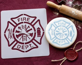 Fire Department Stencil Fireman Maltese Cross Badge Template for Painting Firefighter DIY Decor Fire Rescue Mylar Stencil for Crafts