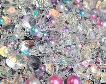 Caviar Pearl Rhinestone Mix with Shell Glitters, Craft Supplies, Resin Rhinestones, Faux Pearls Sprinkle Mix, Glitter Mix, Decoden