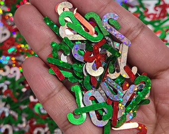 Christmas Candy Cane Sequins Glitter, Candycane Confetti, Holiday Peppermint Glitter for tumblers, crafts, craft supplies