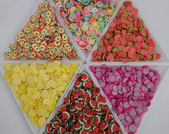 Mini Polymer Clay Fruit Slices: Nail Art, Slime Filler (4-5mm)