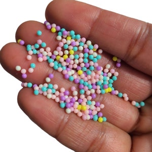 10g Candy Floss 2mm Faux Nonpareils, Glass Craft Beads for DIY Projects, Jewelry Making, and Scrapbooking, Craft Supplies