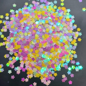 Paillettes de fleurs décalées irisées assorties, Paillettes de fleurs de sakura multicolores, Paillettes pour nail art, Paillettes de fleurs, Fournitures créatives