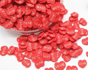 Valentine Love Heart Polymer Clay Fake Sprinkles, NON EDIBLE Craft Supplies, Fimo Fake Kawaii Heart Sprinkle Mix, Decoden