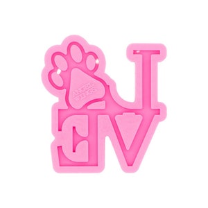 Shiny Love with paw Keychain Mold  - Shiny Letter Love Silicone Mold - Jewelry Making Epoxy Resin Mold - Silicone Key Chain Mold,Resin Mold