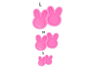 Silicone resin molds, Shiny Bunny Earring Silicone Mold #C115