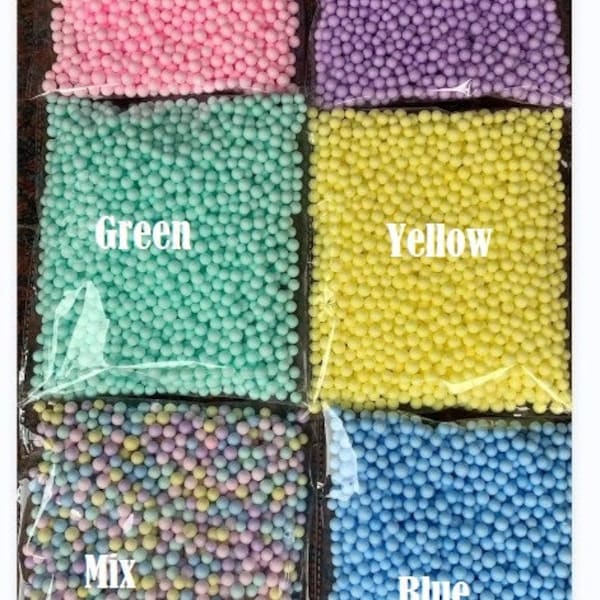 Pastel Foam Beads for Slime, 2.5mm to 3.5mm, Craft Supplies