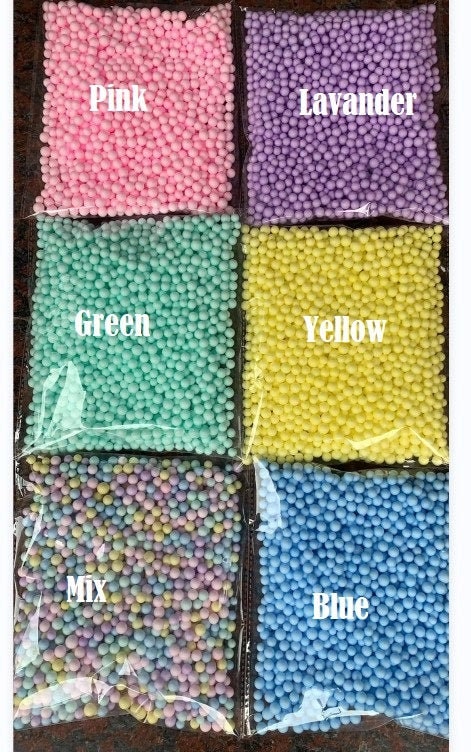 LARGE BRIGHT Foam Beads for Slime 2.5 3 Cups, 10-15 Grams 