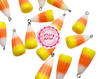 Candy Corn Charms, 5pcs Charms, Halloween Jewelry making, For Fall, Autumn, Thanksgiving, Craft Supplies, Harvest Festival