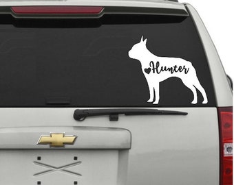Personalized Boston Terrier Decal: Custom Dog Name Vinyl Sticker