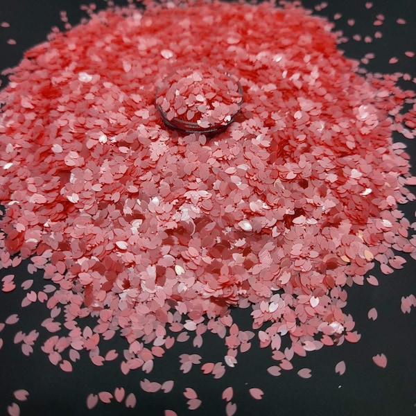 Translucent Deep Pink Cherry Blossom Flower Petals Glitter, Craft Supplies