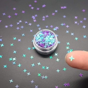 Celestial Night Purple Four Point Star Glitter, Astro Sparkle, Four Point Star Glitter, Harsglitter, Tumbler, Craft Glitter, Star Confetti