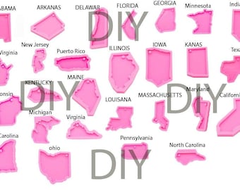 32 Different Shiny States - USA States Silicone Resin Mold,Molds for resin,Resin Molds,Silicone Mold, Silicone Mold for Resin,Epoxy Resin